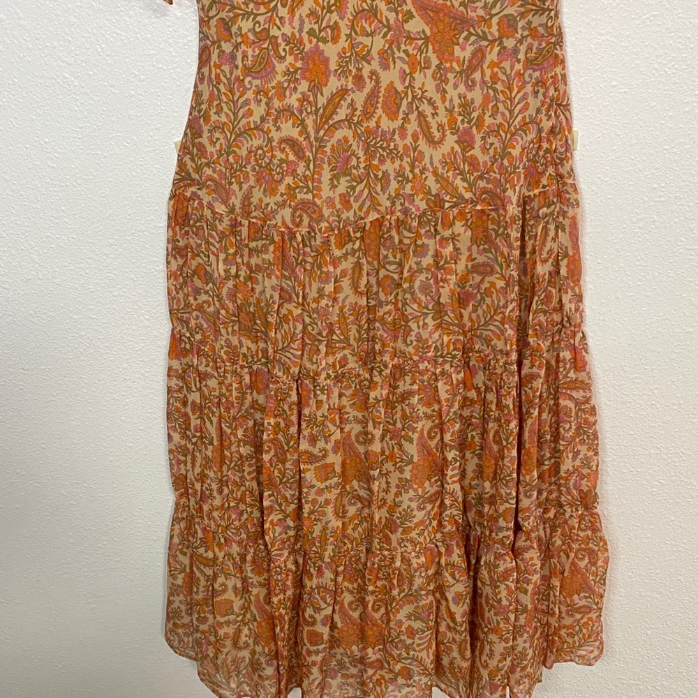Adrianna Papell Orange and Brown Midi Dress vintage Size 6 100% Silk & poliéster - Picture 5 of 16